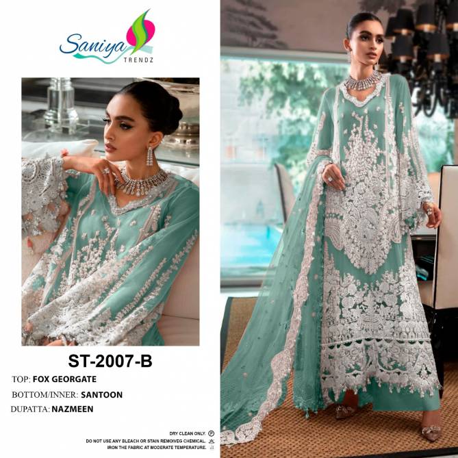 ST 2007 Saniya Trendz Georgette Function Wear Wholesale Pakistani Dress Material